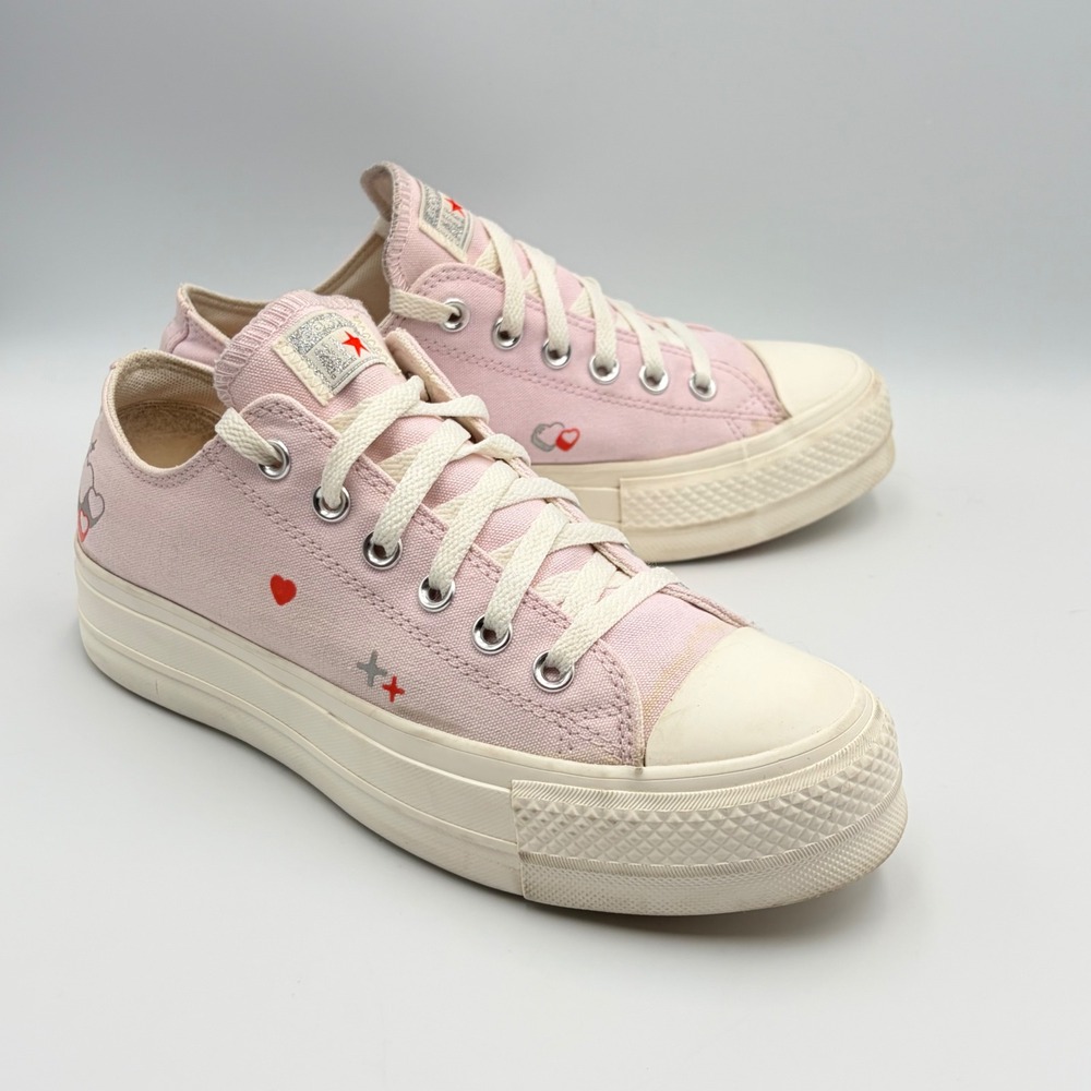 Converse Chuck Taylor All Star Lift Platform Pink Heart Lilac Fever Womens 8 - Picture 6 of 13